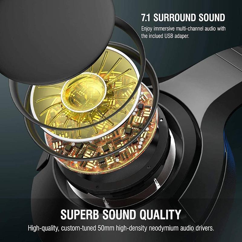 Gaming Headsets Memory Foam Ear Pads Surround Sound Stereo Games and Music