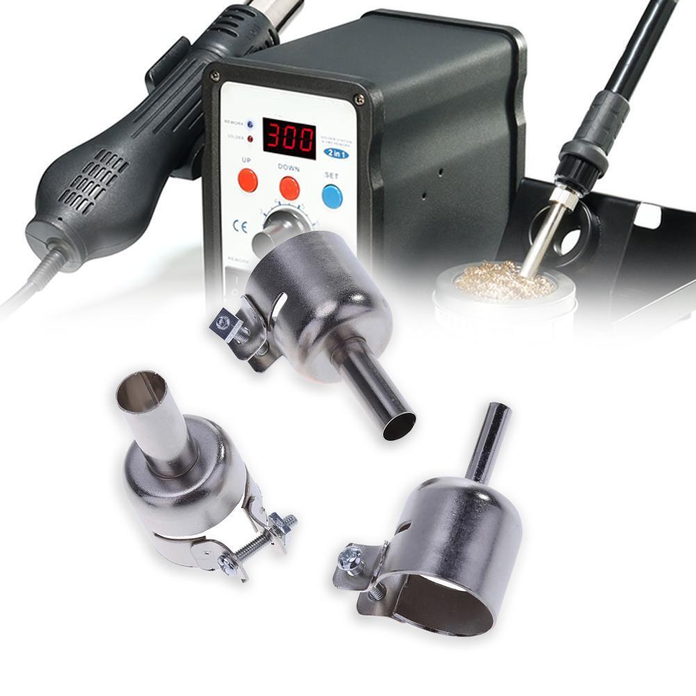 3pcs Stainless Steel Hot Air Nozzles for 858D 878D 898D Soldering Station