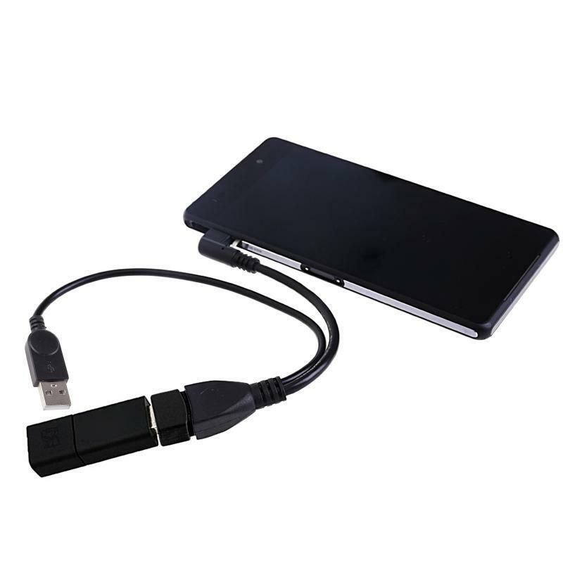 Micro USB 5 Pin Male To USB 2.0 Female Host OTG Y-Splitter Power Adapter Cable