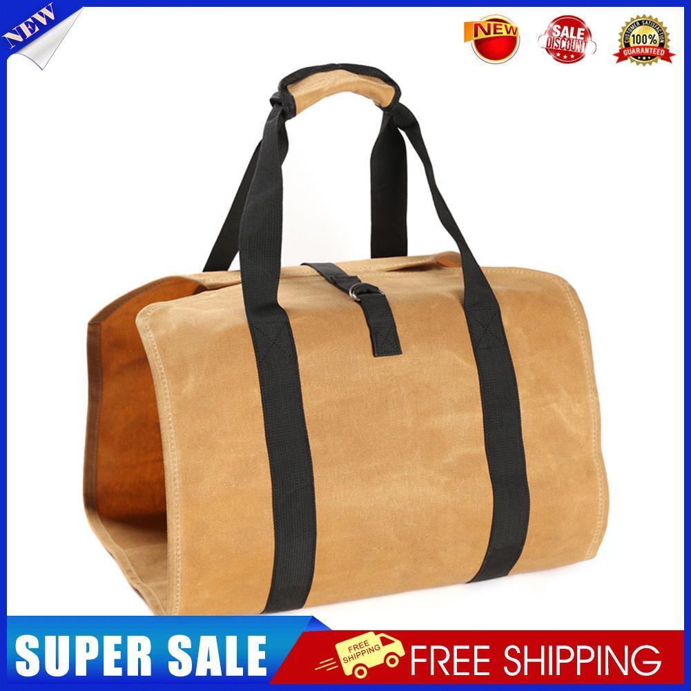 Firewood Storage Bag Wax Canvas Portable Outdoor Camp Logging Carrier Pouch