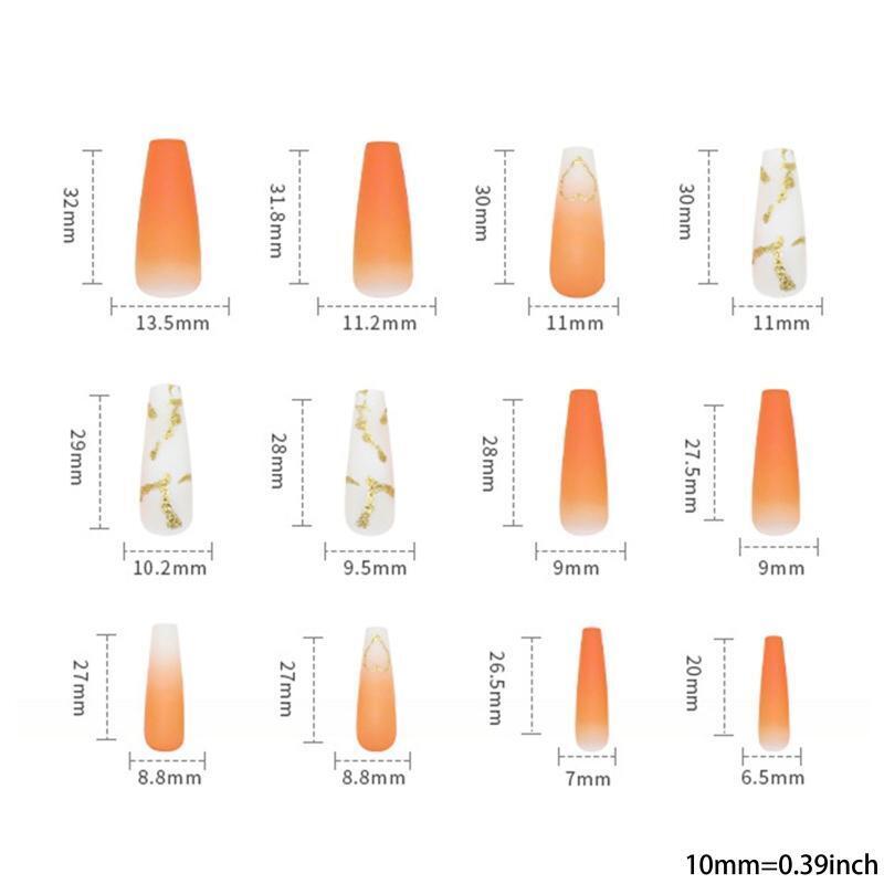 Gradient Press on Nail Nail Art Women Fashion Ballerina Detachable Nails Tip