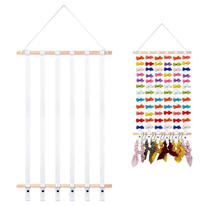 Nordic Woven Wooden Sticks Storage Belt Holder Hairpin Hair Clips Headbands