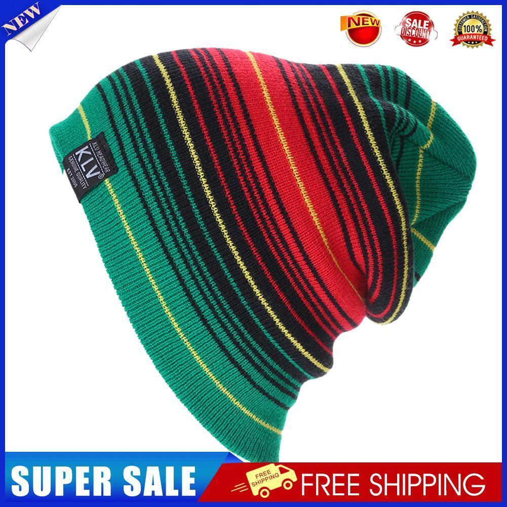 Winter Hats Multistorey Stripe Hit Wool Hip Hop Knit Beanies (Green)