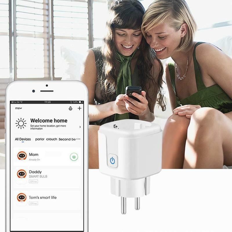 EU Tuya Smart Plug Adapter Wireless Remote Voice Control 16A Intelligent Socket