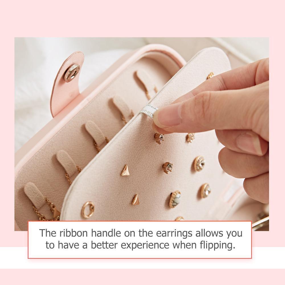 Korean Girls Earrings Plate Jewelry Box Ear Stud Ring Storage Box (Pink)