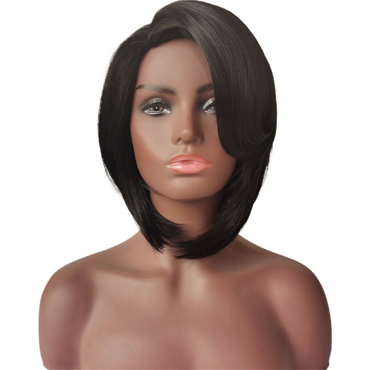 Women Fashion Synthetic Short Straight Wigs Bob Pexie Full Hair with Side Bangs