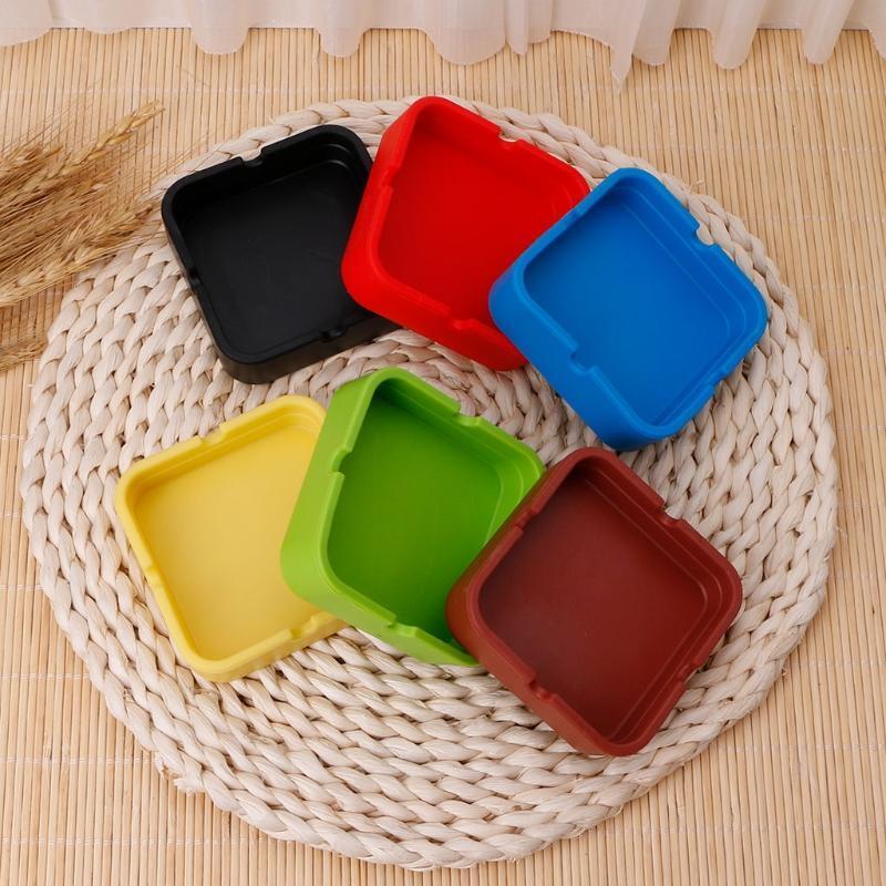 Square Silicone Ashtray Shatterproof Cigar Ash Storage Case Portable Easy Clean