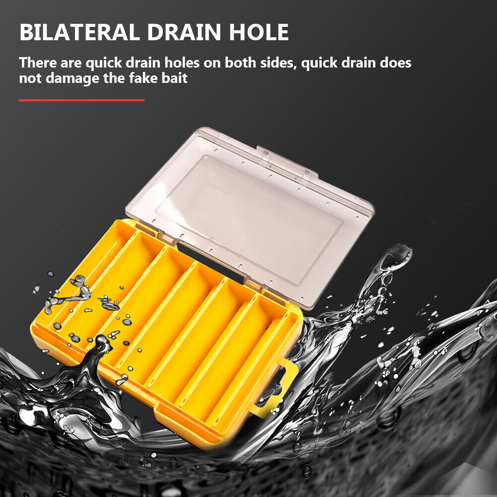 Fishing Lure Box Double Side Bait Case Organizer Fishing Tackle (S Yellow)