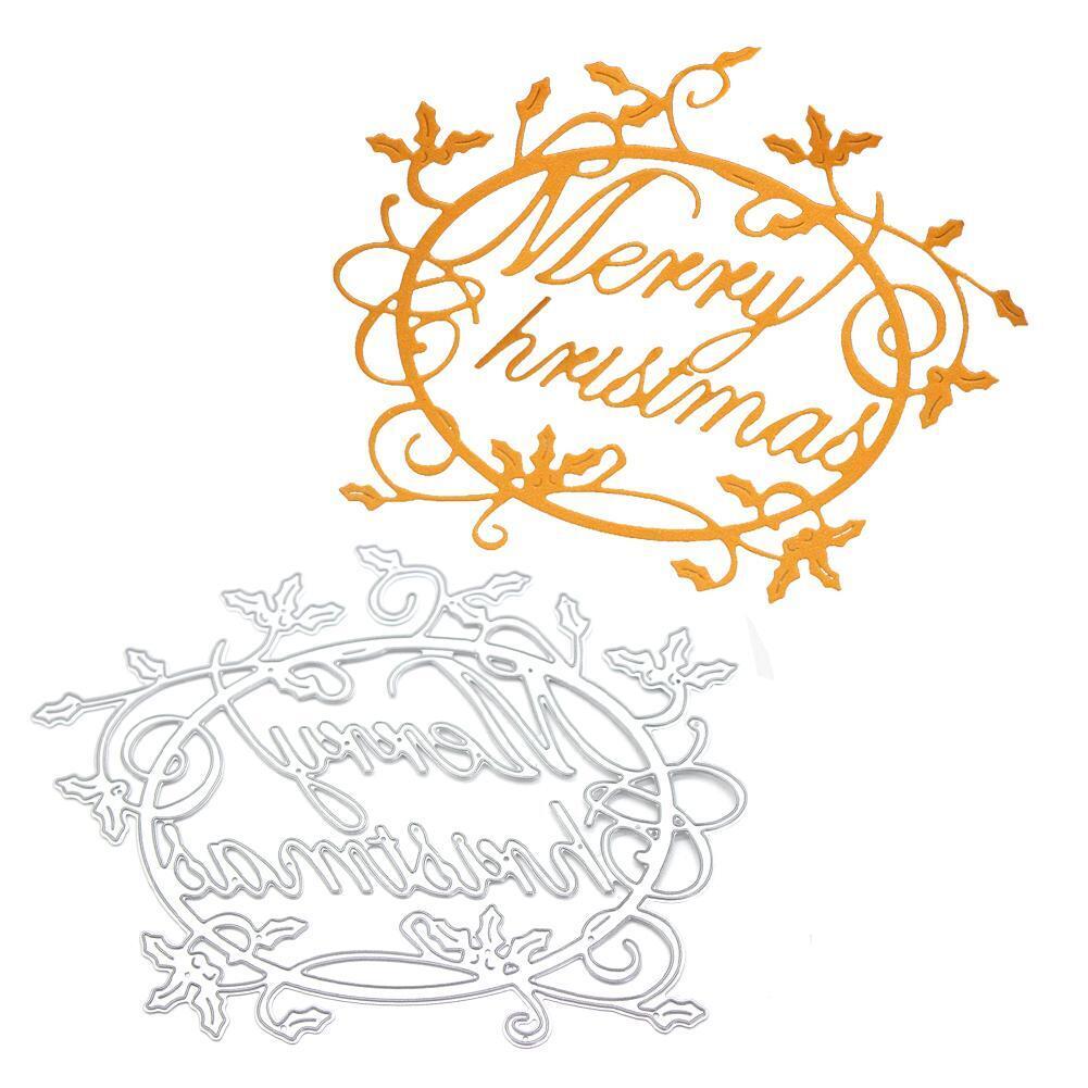 Christmas Words Cutting Die Stencil Scrapbooking Card Template DIY Craft