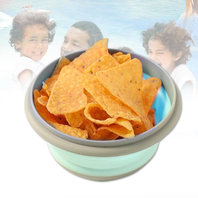3Pcs Collapsible Silicone Bowl with Lid Set Foldable Snack Lunch Box Containers