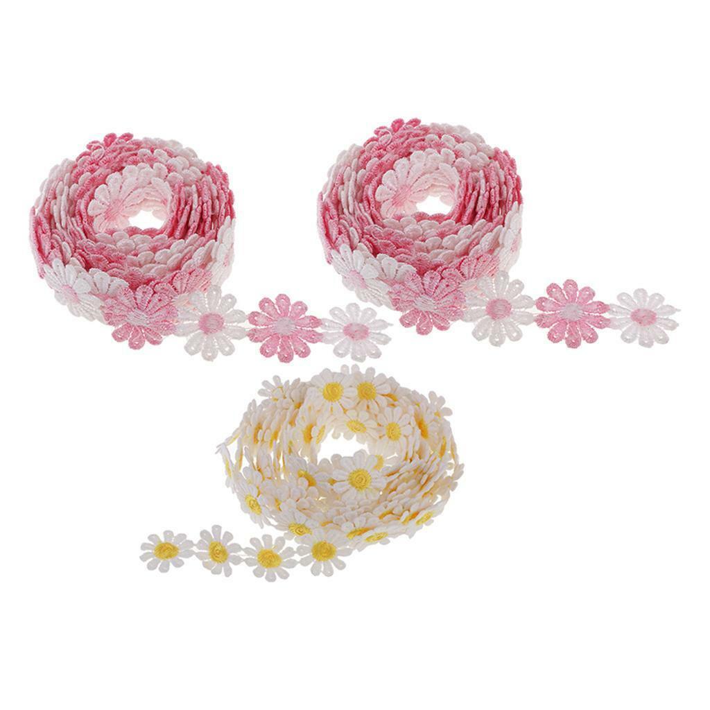 3x  Lace Embroidered Linen Tip Motif Bobbin Lace Bridal  Crafting