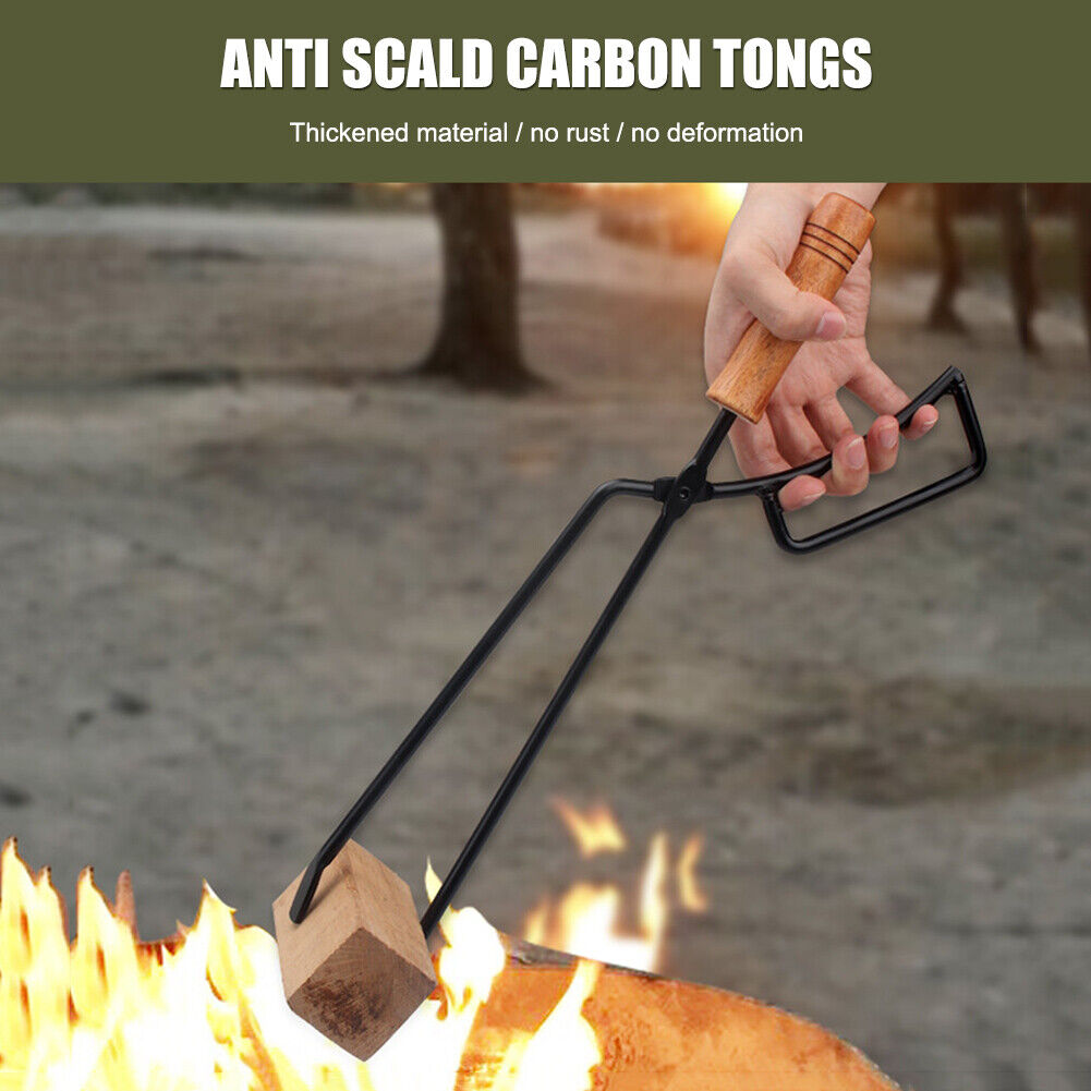 Barbecue Charcoal Clip Wood Grabber Outdoor Camping BBQ Cooking Fire Tongs