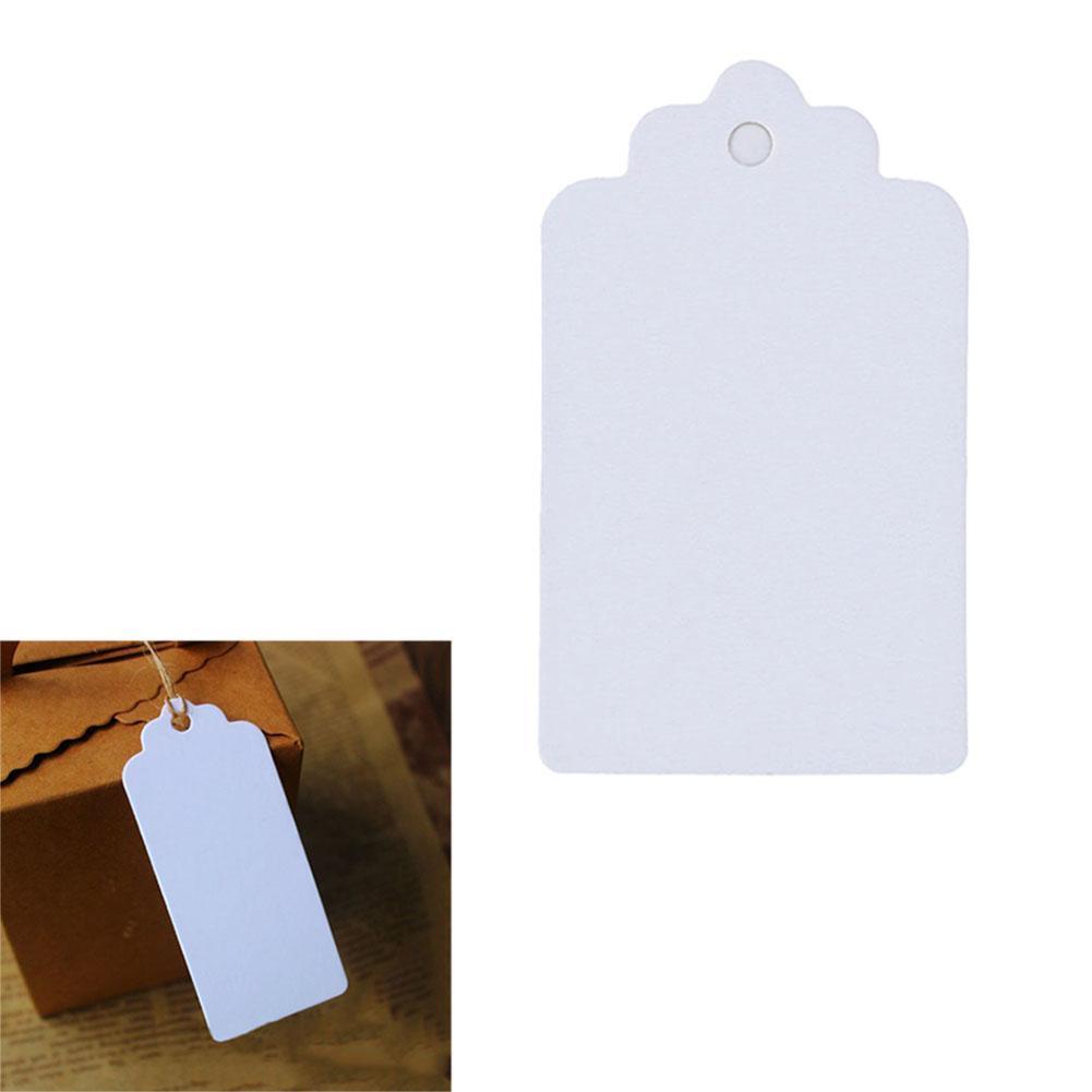 100pcs Blank Label Cards Kraft Paper Wedding Gifts DIY Hanging Tag(White)