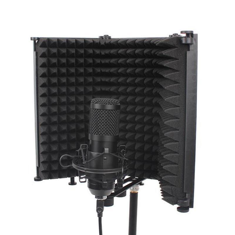 3 Panels Microphone Isolation Shield Mic Sound Absorbing Foam Reflector