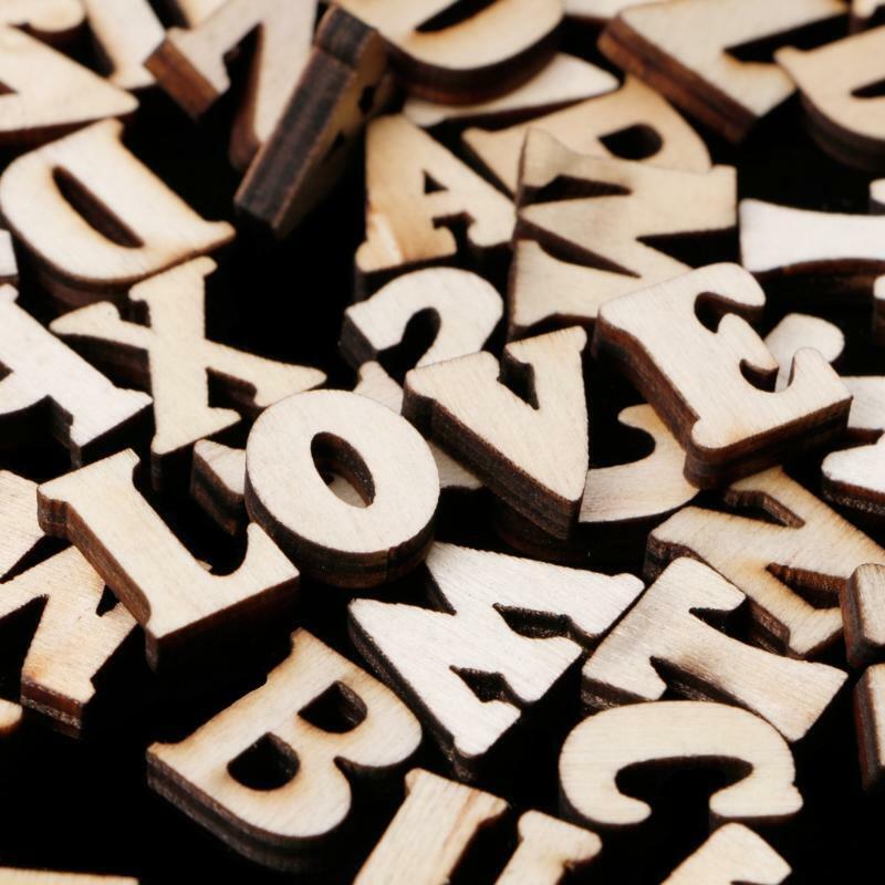 100Pcs Wooden Alphabet Embellishment Wood Letters Scrapbooking Cardmaking Craft