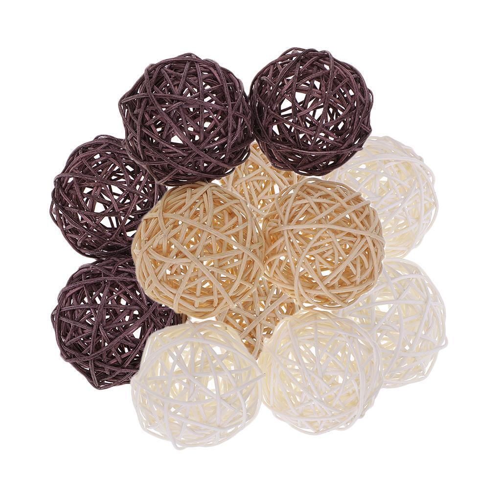 12Set 7cm Wicker Rattan Balls Home Christmas Wedding Party Decorative Crafts