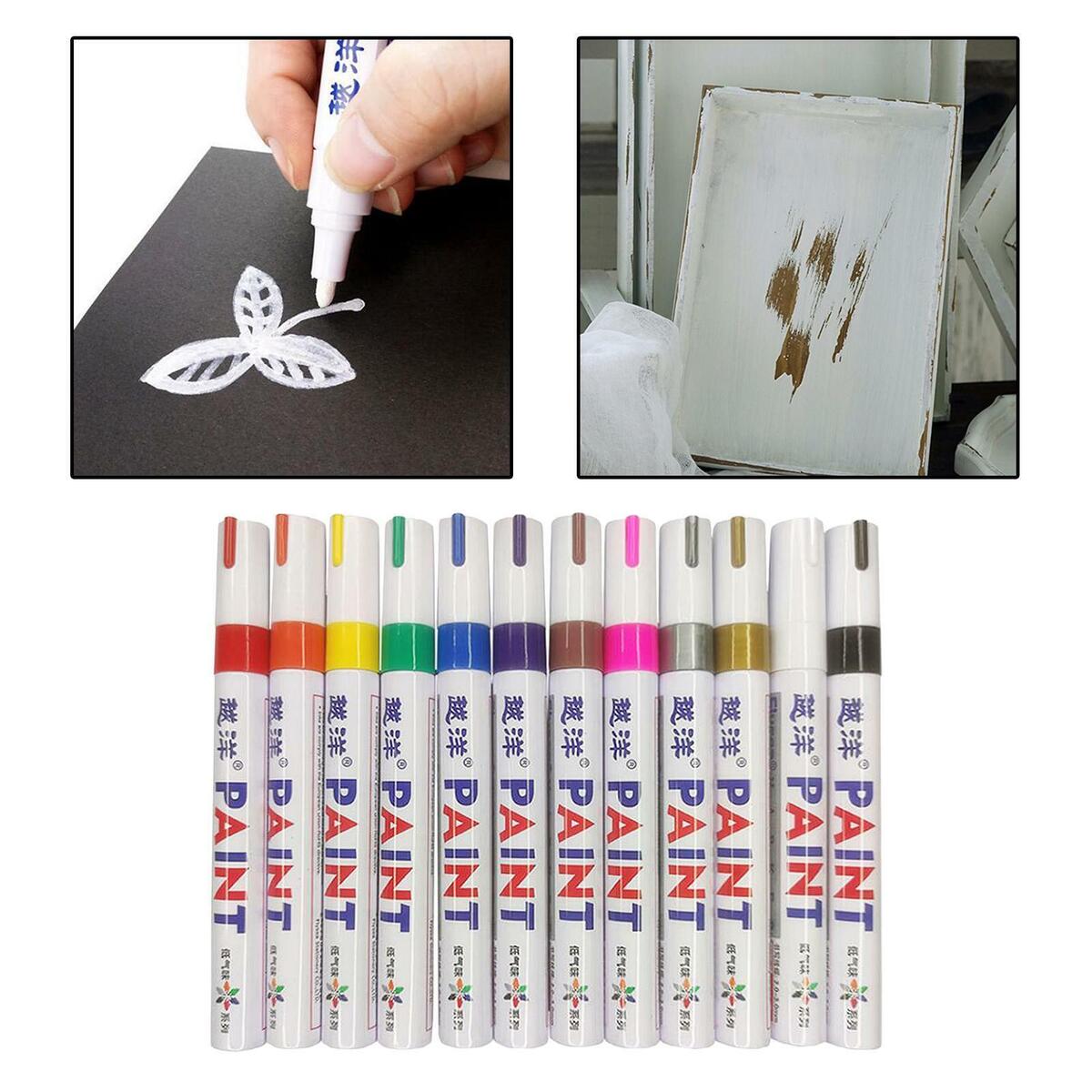 12x Permanent Paint Marker Pen   4.5mm Paint Markers Many Colours