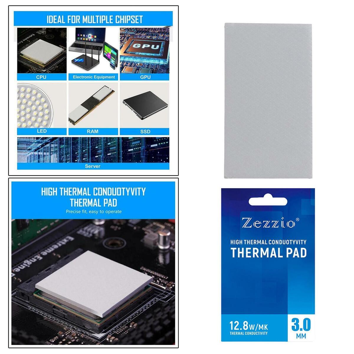 2x Silicone Thermal Pad 12.8 W/mK 85x45mm Non Conductive Safe for PC Laptop
