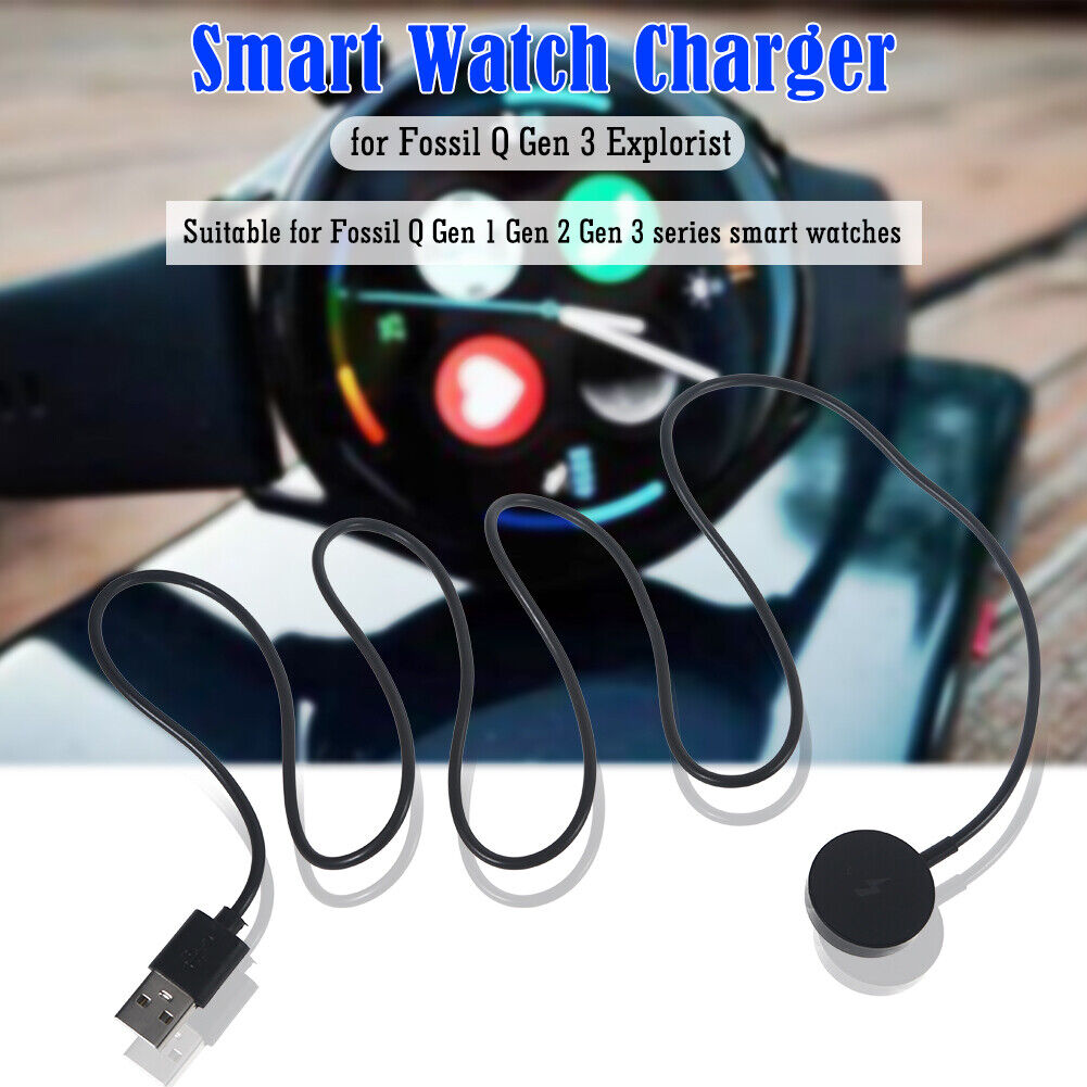 Smartwatch Charging Cable Dock for Fossil Gen 1/2/3 Charger Stand (Black)