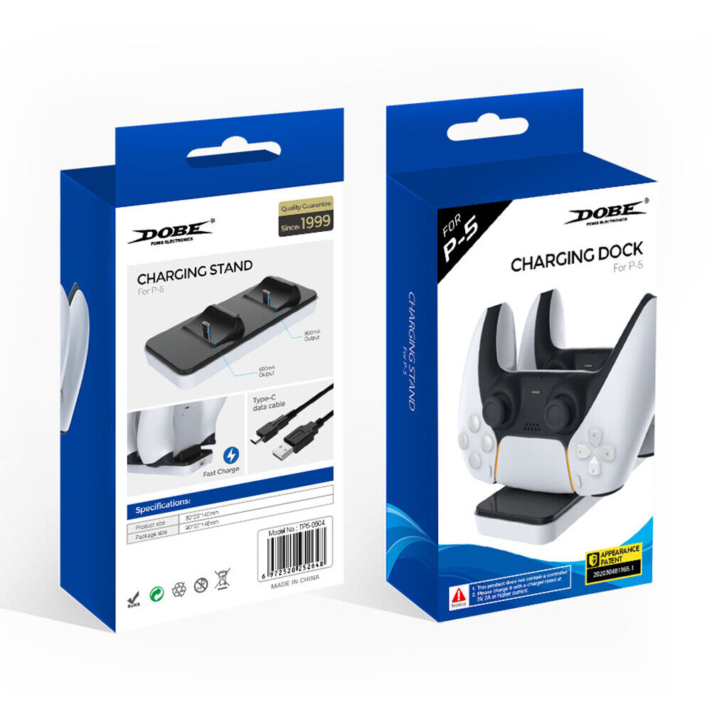 Dual USB C Charging Cradle for DualSense Controller Charger with USB Cable