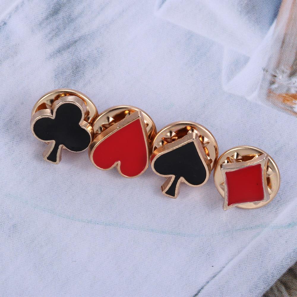 Accessories Poker Shaped Club Alloy Badges Brooches Collar Pins Boutonniere