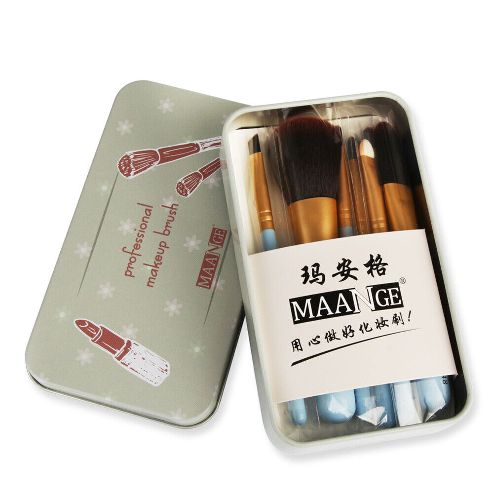 Portable 7pcs/Set Pro Makeup Brushes Foundation Eye Face Cosmetic Tool/Blue