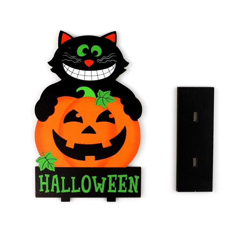 Halloween Wooden Sign Pumpkin Cat Table Topper Decor Centerpiece Party Ornament