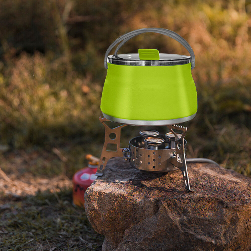 3pcs Silicone Folding Kettle Cup Set Portable Collapsible Tableware (Green)