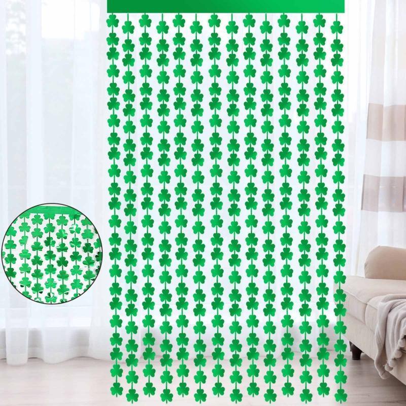 Saint Patrick's Day Door Curtain Irish Festival Green Lucky Clover Ornament
