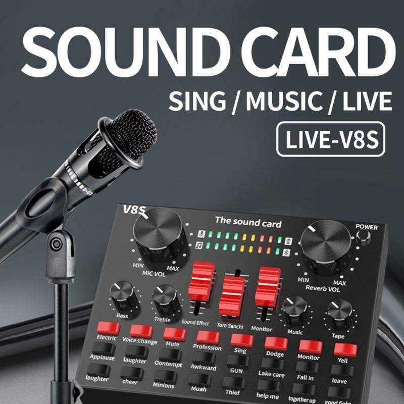 USB Sound Mixer Board with 16 Sound Effects Portable Voice Changer Sound Card