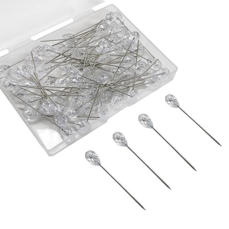 Diamond Crystal Head Sewing Pins 100pcs/box Straight Quilting Pin Crafting