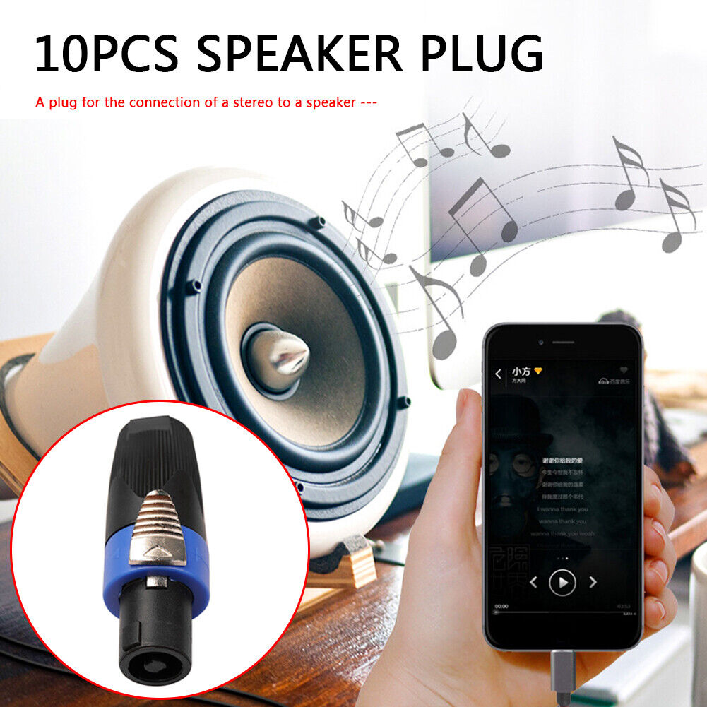 10x 4 Pole Audio Speaker Plugs Twist Lock Connectors for Neutrik NL4FC