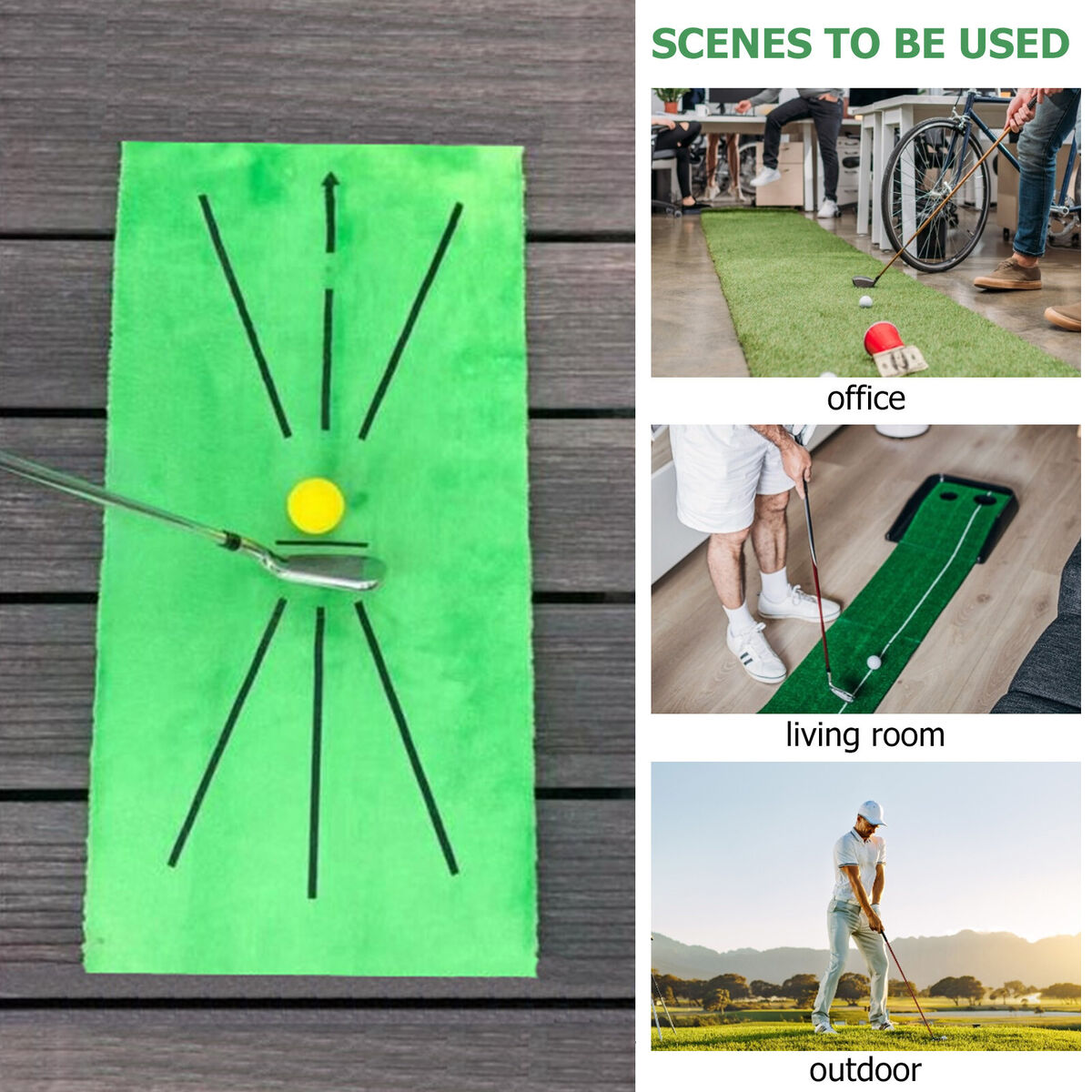 Golf Putting Training Mat, Batting Practice Aid Rug for Swing Detection