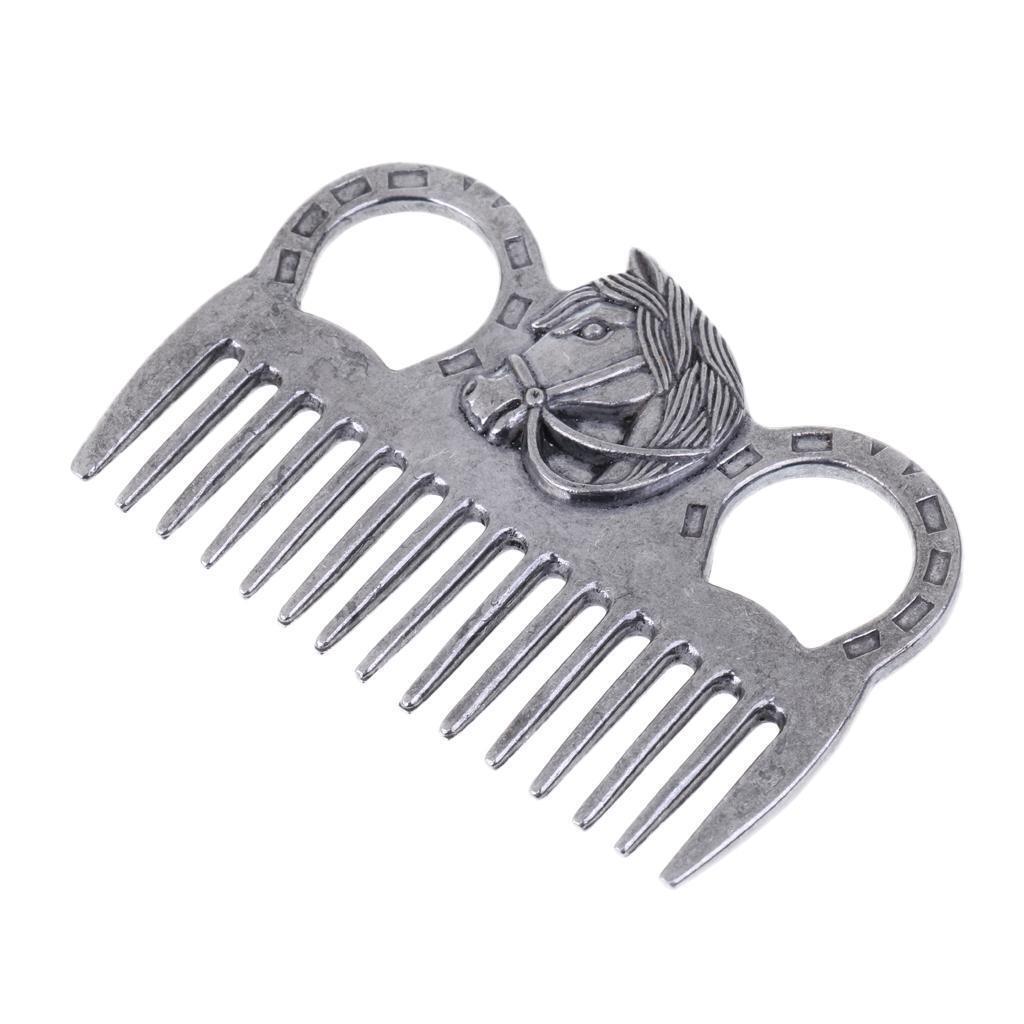 Prettyia Stainless  Grooming Comb Equestrian Hair Currycomb Tool