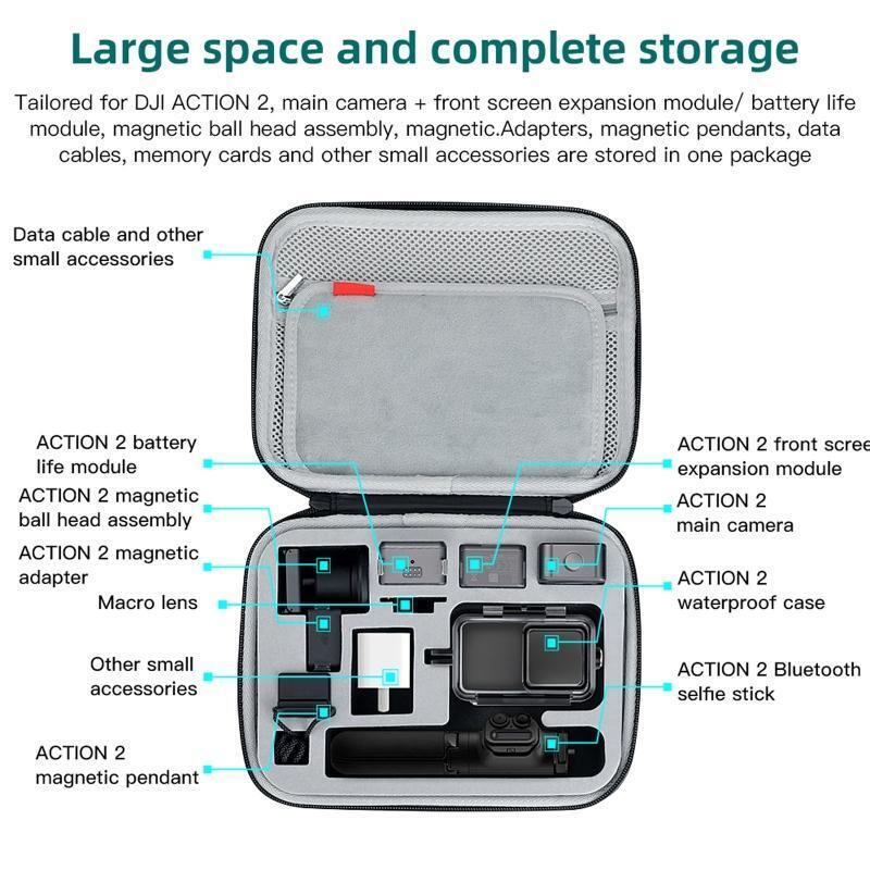 Storage Handbag Travel Carrying Case Pouch for DJI Action 2 Camera Accessories