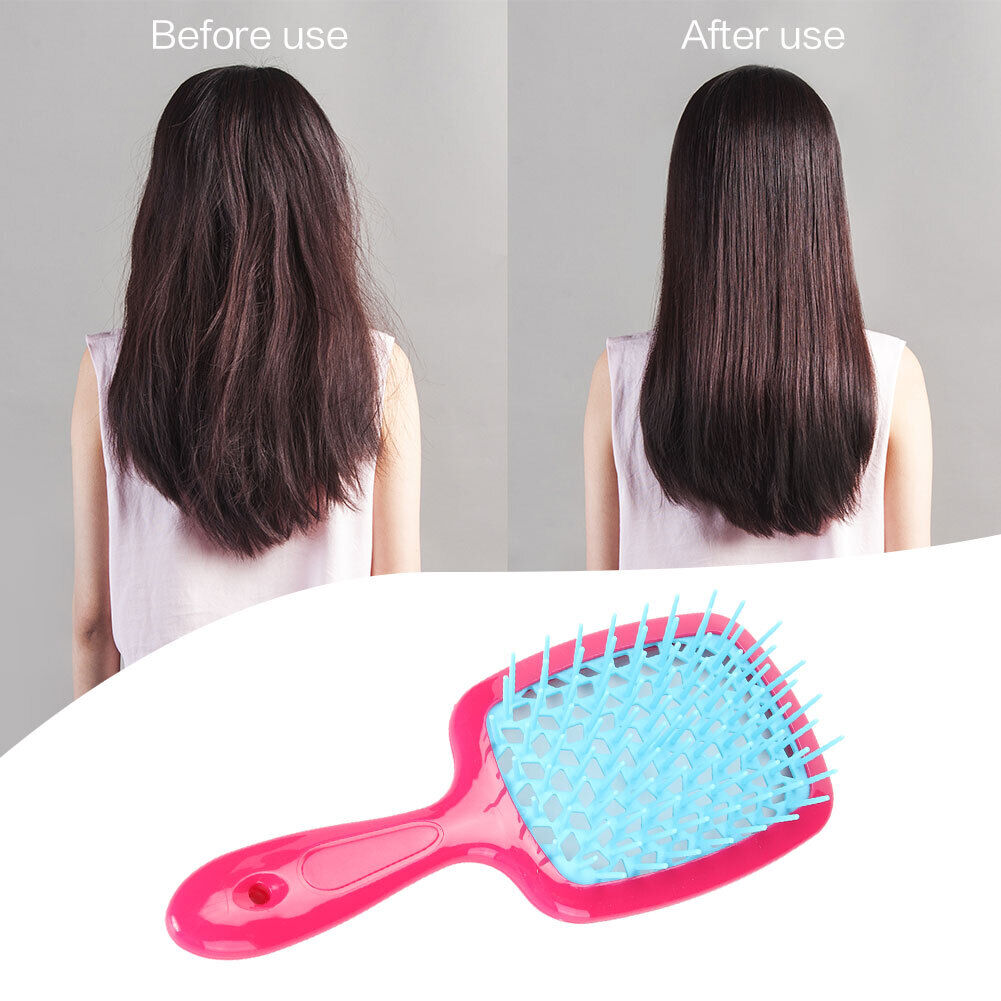 Wide Teeth Air Cushion Combs Scalp Massage Hollow Grid Airbag Brush (Rose)