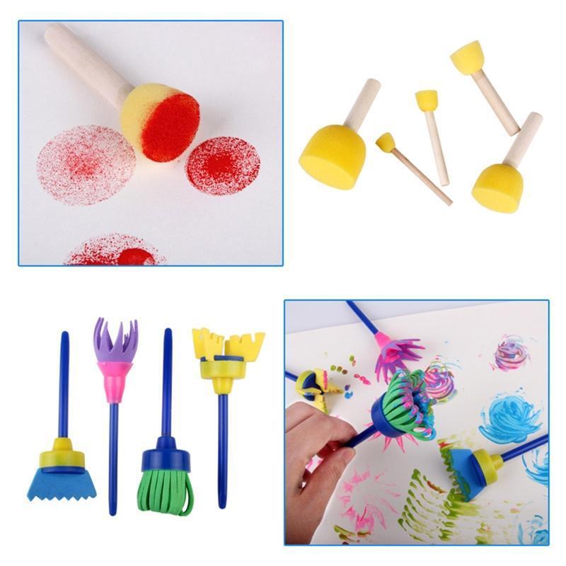 26Pcs Sponge Painting Brushes Kids Drawing Tools Early Learning Kit with PVC Bag
