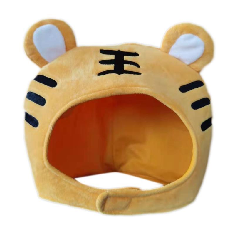Plush-Made Hats with Tiger Stripes as Tools or Props for Photoshot Cartoon Caps