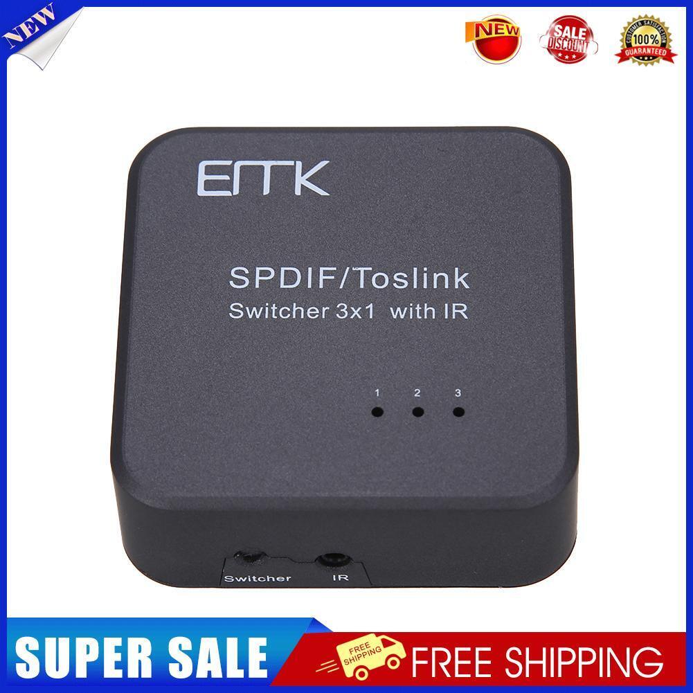 NEW SPDIF/TOSLINK Digital Optical Audio Switcher 3 In 1 Out Adapter with IR