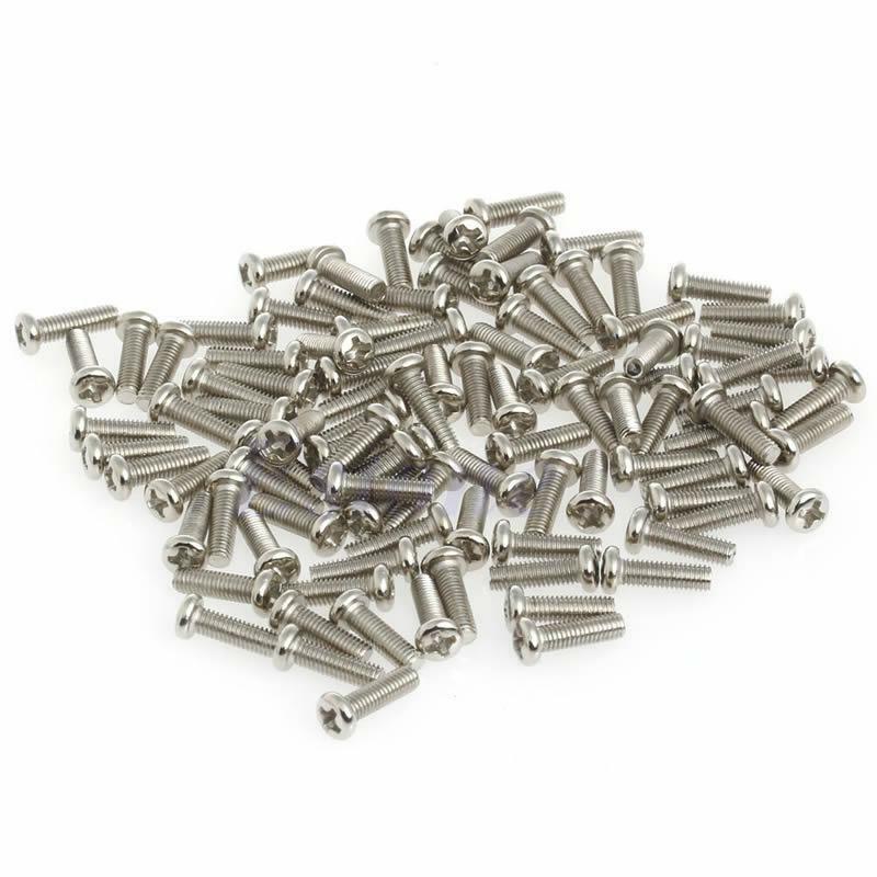 100 Pcs Stainless Steel Fasteners Bolts M3x10mm Metric Phillips Pan Head Screws