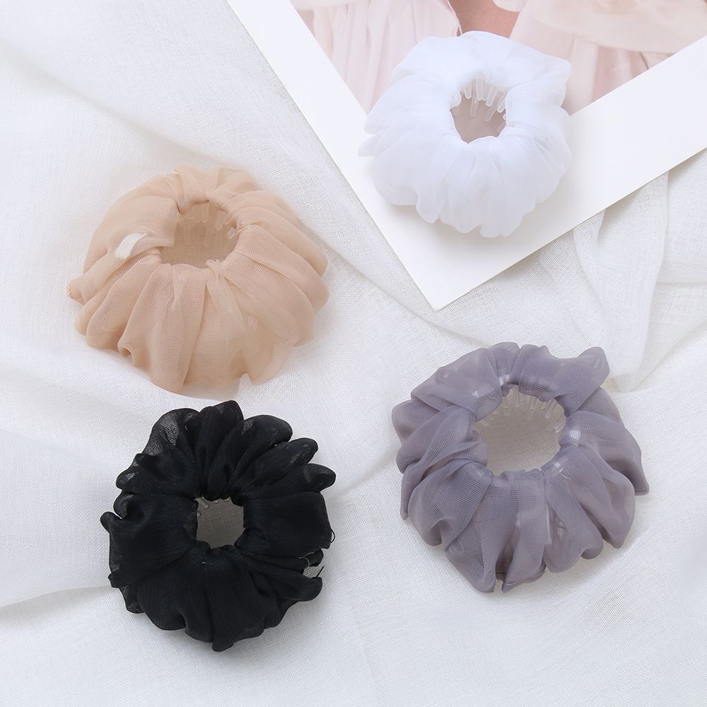 Silk Bird Nest Expanding Women Hair Bun Claw Maker Chiffon Horsetail Buckle