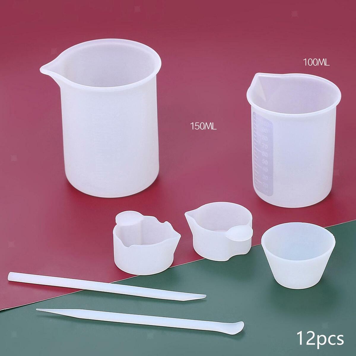 12Pcs Silicone Measuring Cups Set Non Stick Mixing Cups Set for Waxing