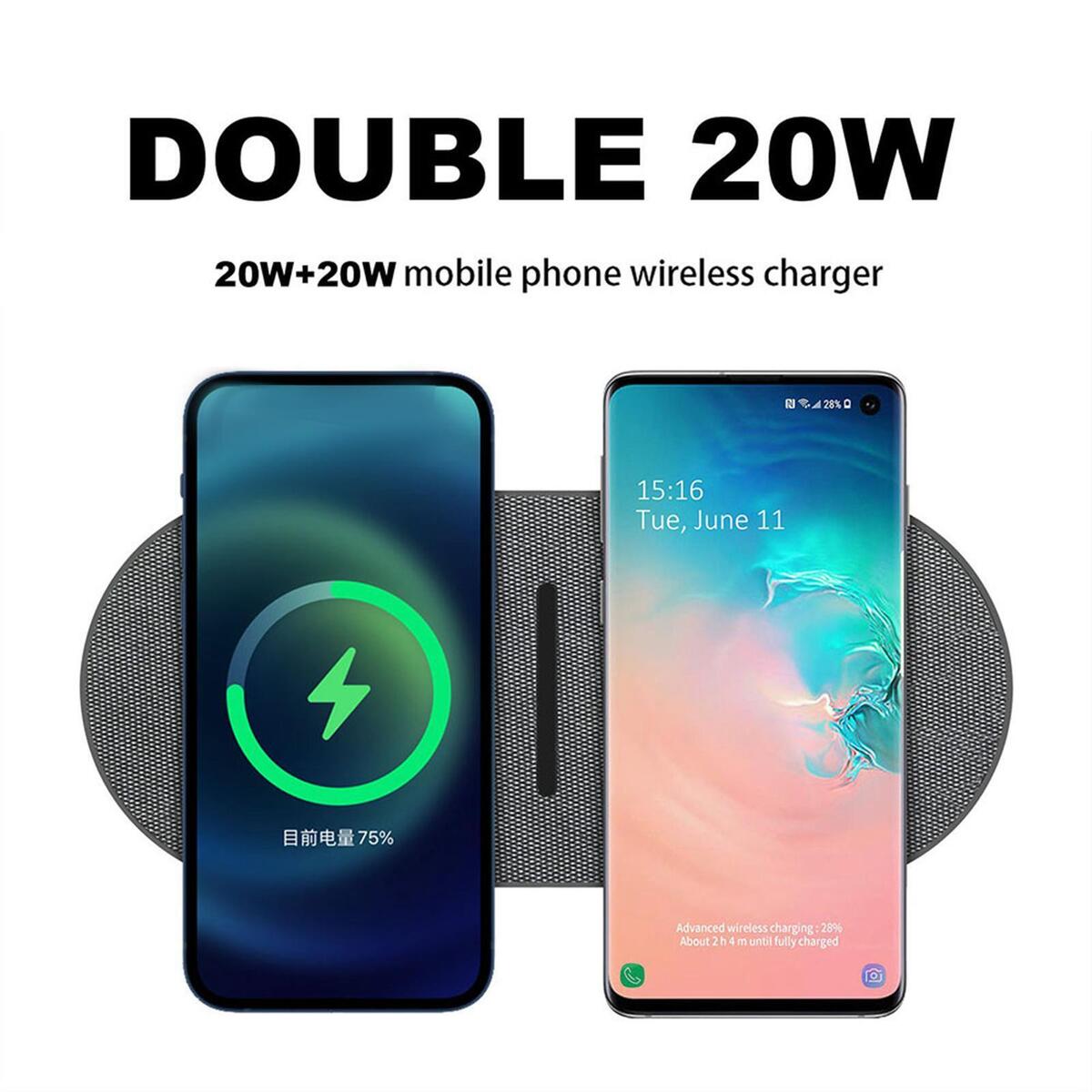 Dual 20W Qi Wireless Charger for Watch Two Phone Wireless Charger Charger