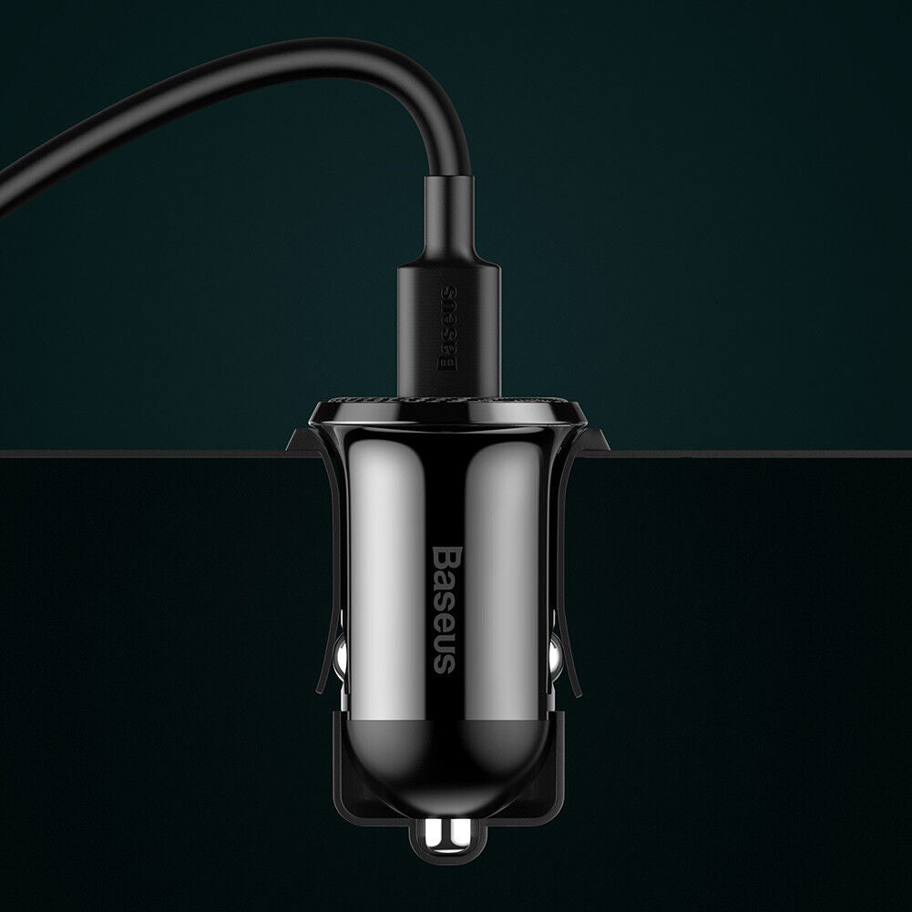 Baseus Grain Pro Car Charger 4.8A Dual USB Charger Charging Adapter (Black)