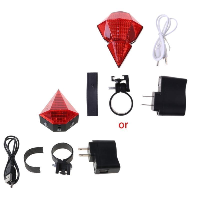 Cycling Bicycle Bike Rear Tail Safety Warning 8 LED and 2 Flashing Lamp Light
