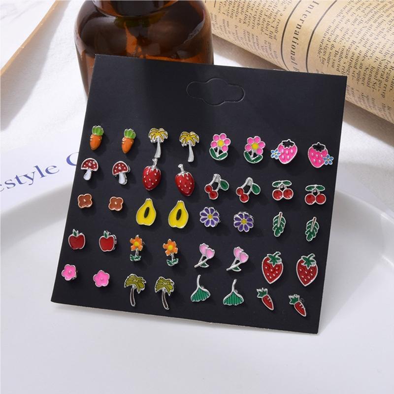 Flowers Daisy Strawberry Mushroom Carrot Cherry Various Earrings Stud Earrings