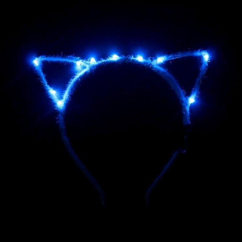 1Pc Women Girls LED Flashing Cute Pointed Cat Ears Hair Hoop Glowing String