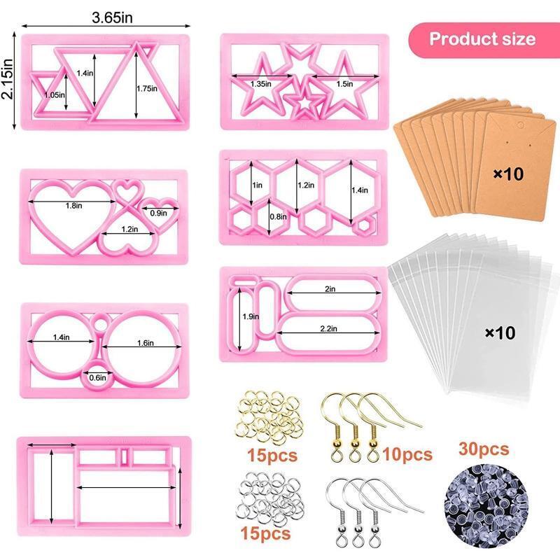 Polymer Clay Cutter Diamond Heart All-in-one Earring Mould with Earring Card