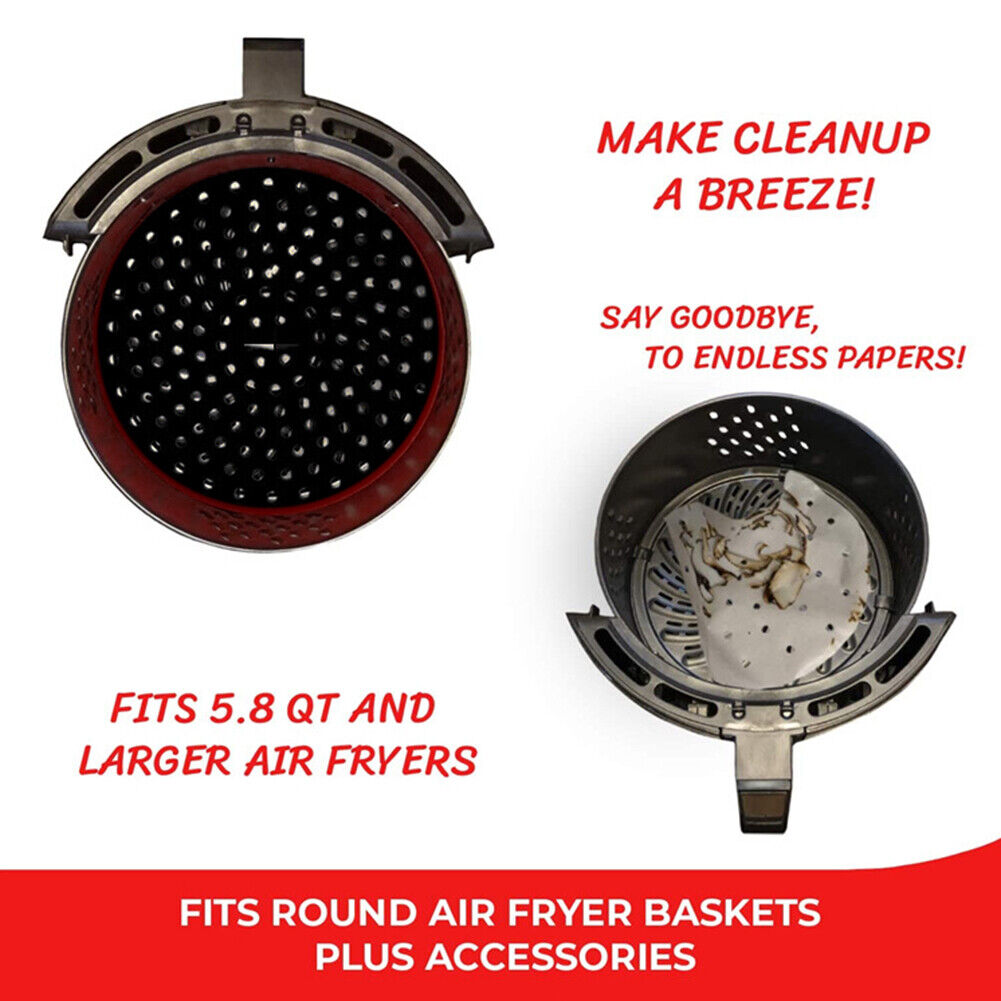 Air Fryer Liner Pad Silicone Baking Anti Slip Steamers Mats (Black 9in)