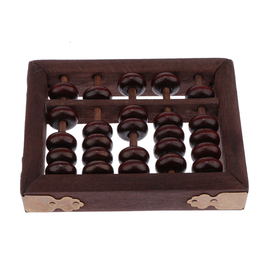 Chinese Wooden Bead 5 Rods Arithmetic Abacus  Collectible
